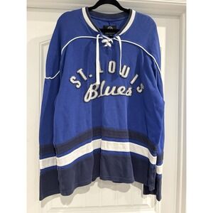 G-III St Louis Blues Jersey Sweatshirt 2XL Blue Lace Up Hockey Pullover NHL